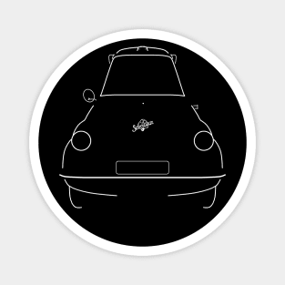Scootacar classic British three wheeler microcar white outline graphic Magnet